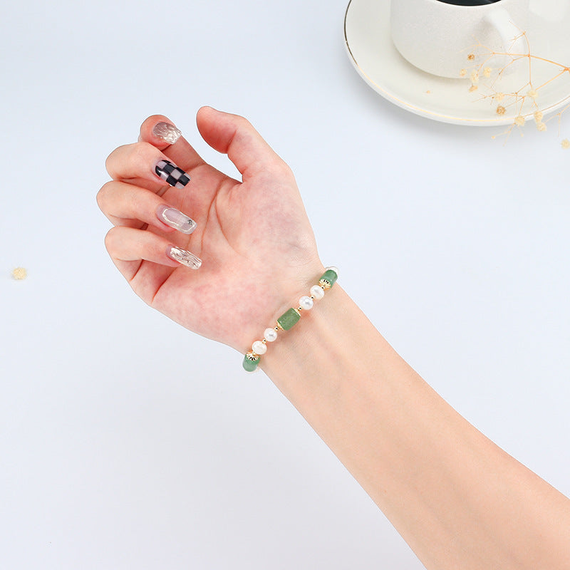 Natural Crystal and Pearl Slider Bracelet for Women-4