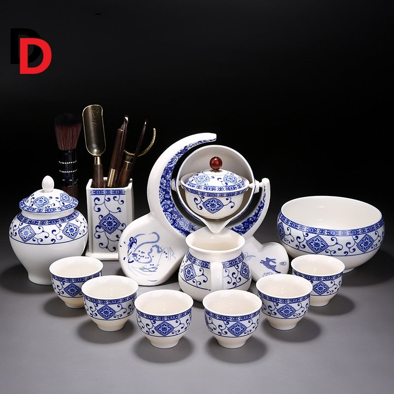 Chinesische Teezeremonie Blau -weiße Keramik Teekanne Tee -Set