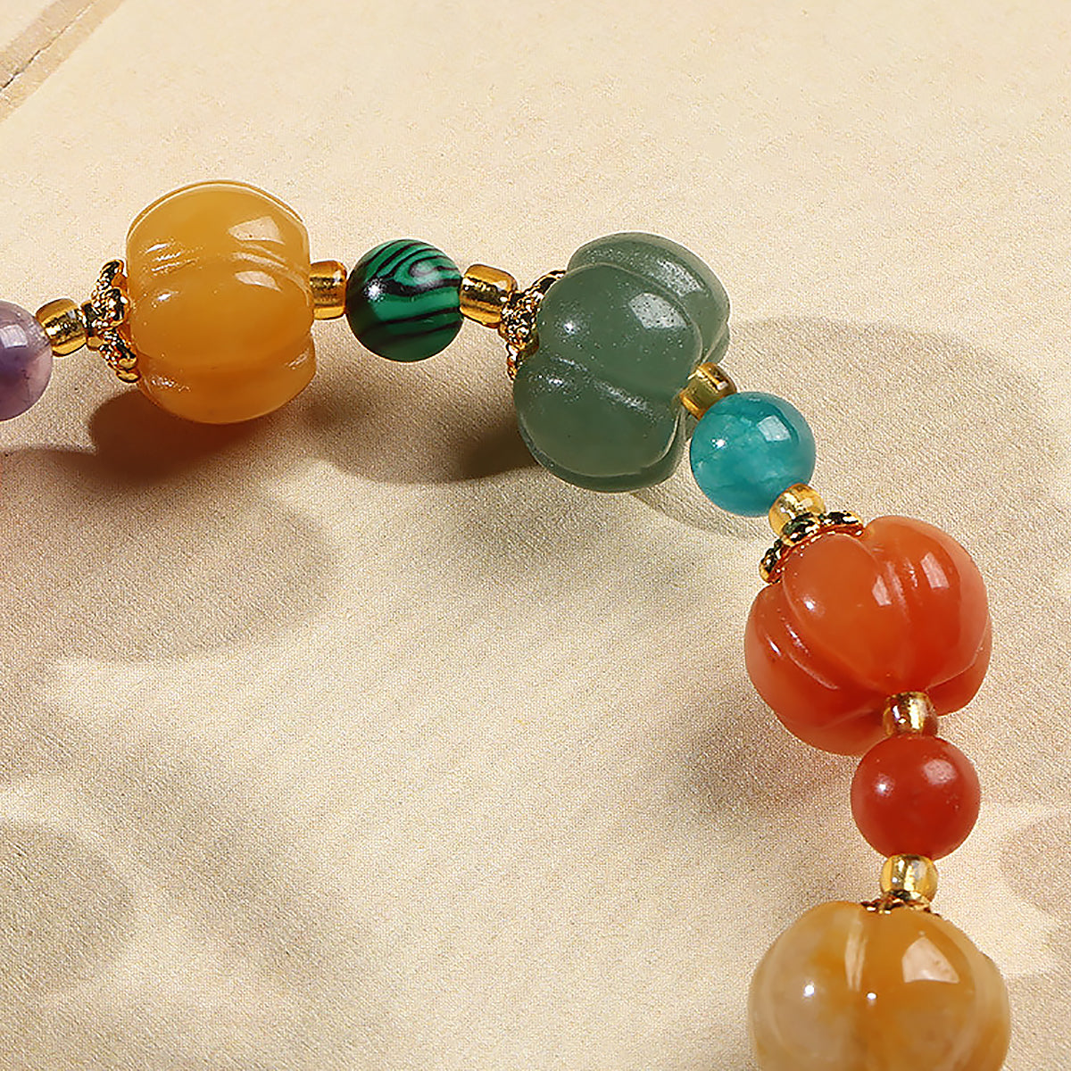 Natural Gold Filigree Jade Pumpkin Bracelet for Luck and Style-4