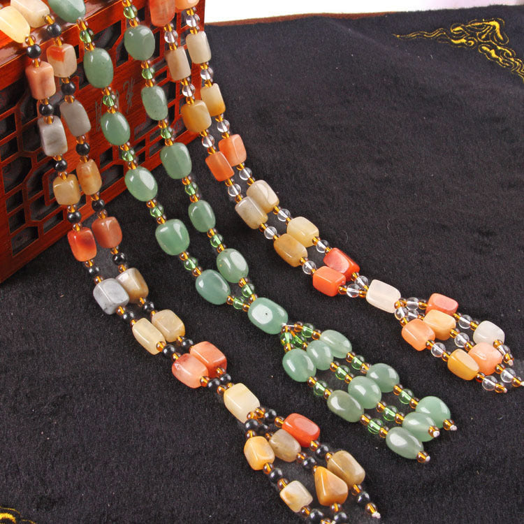 Frauenmode einfache goldene Jade Halskette Pullover Kette