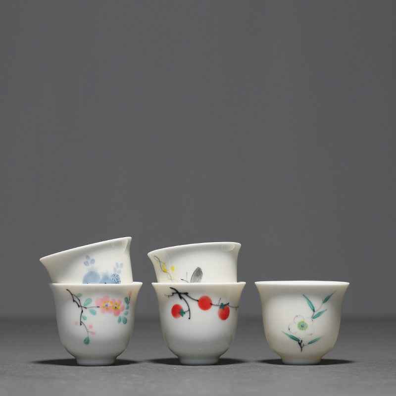 Underglaze Farbe weiße Porzellan Hand gezeichnet Wisteria Blume kleine Teetasse