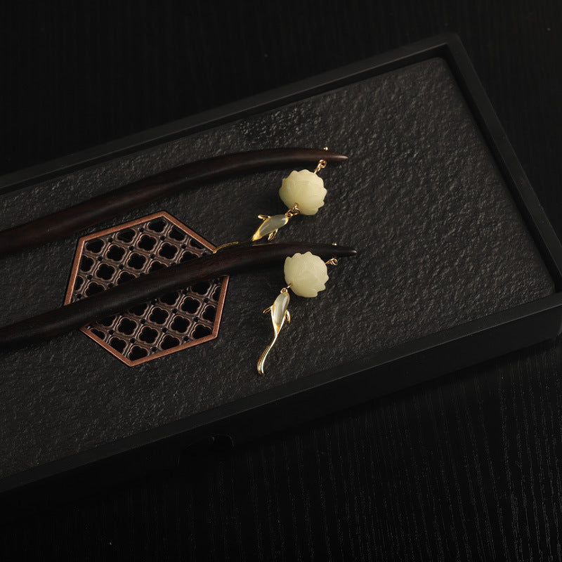 Silber tropfende Öl Blackwood Bodhi Haarnadel