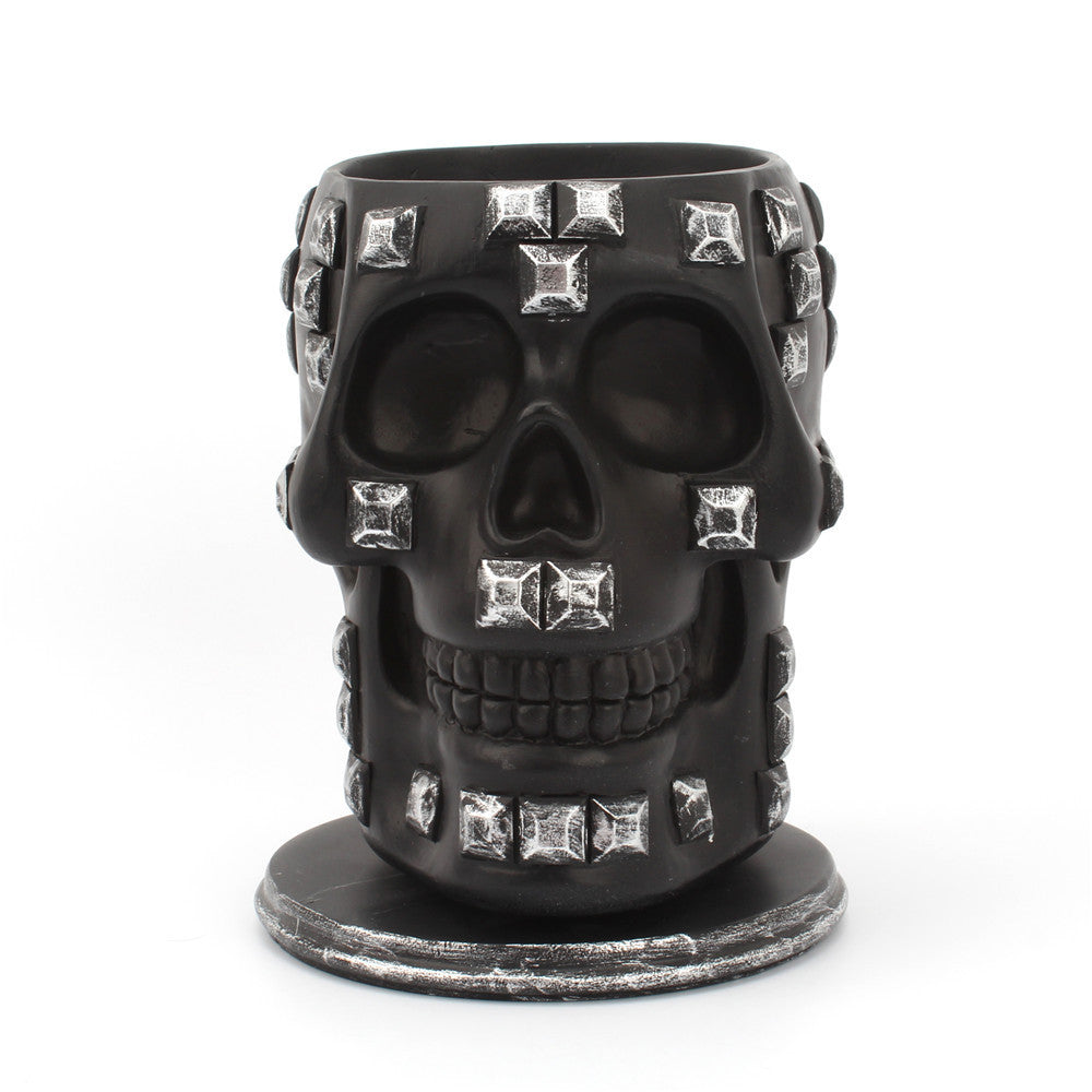 Creative Sequins Skull Rotating Pen Holder Desktop Storage Container