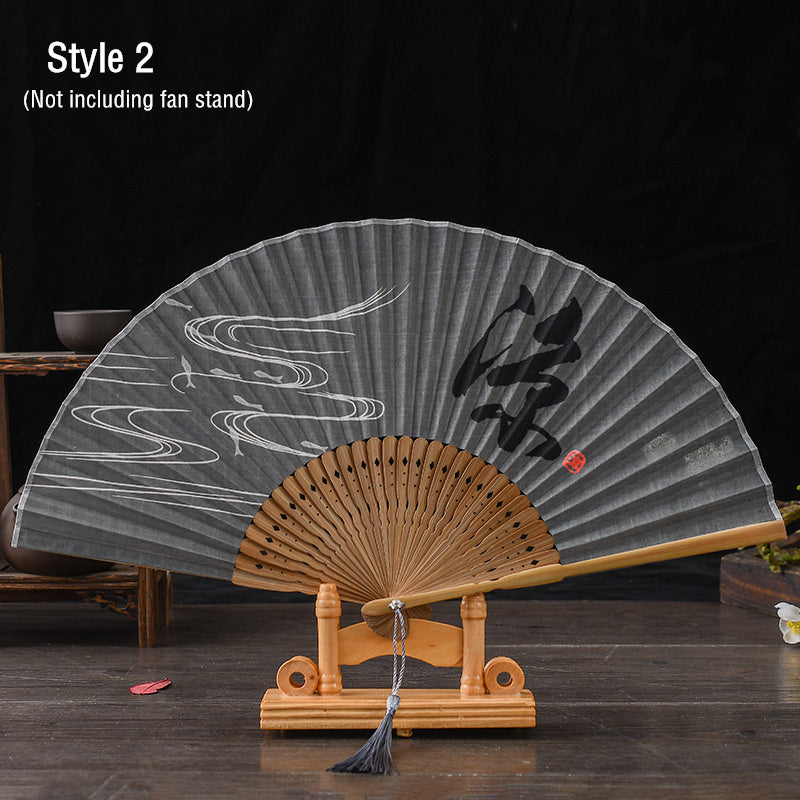 Chinese Folding Fan with Bamboo Frame for Traditional Gift Giving-2