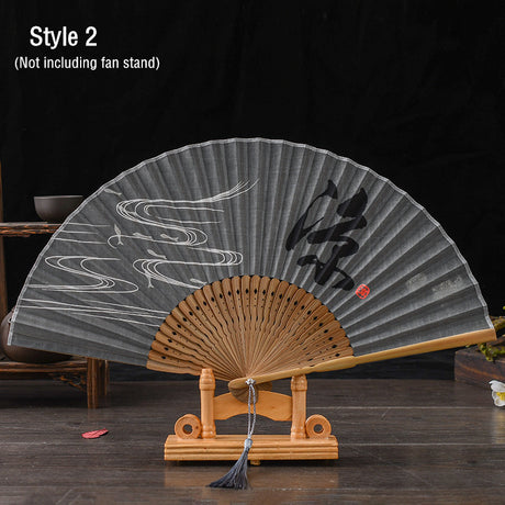 Chinese Folding Fan with Bamboo Frame for Traditional Gift Giving-2