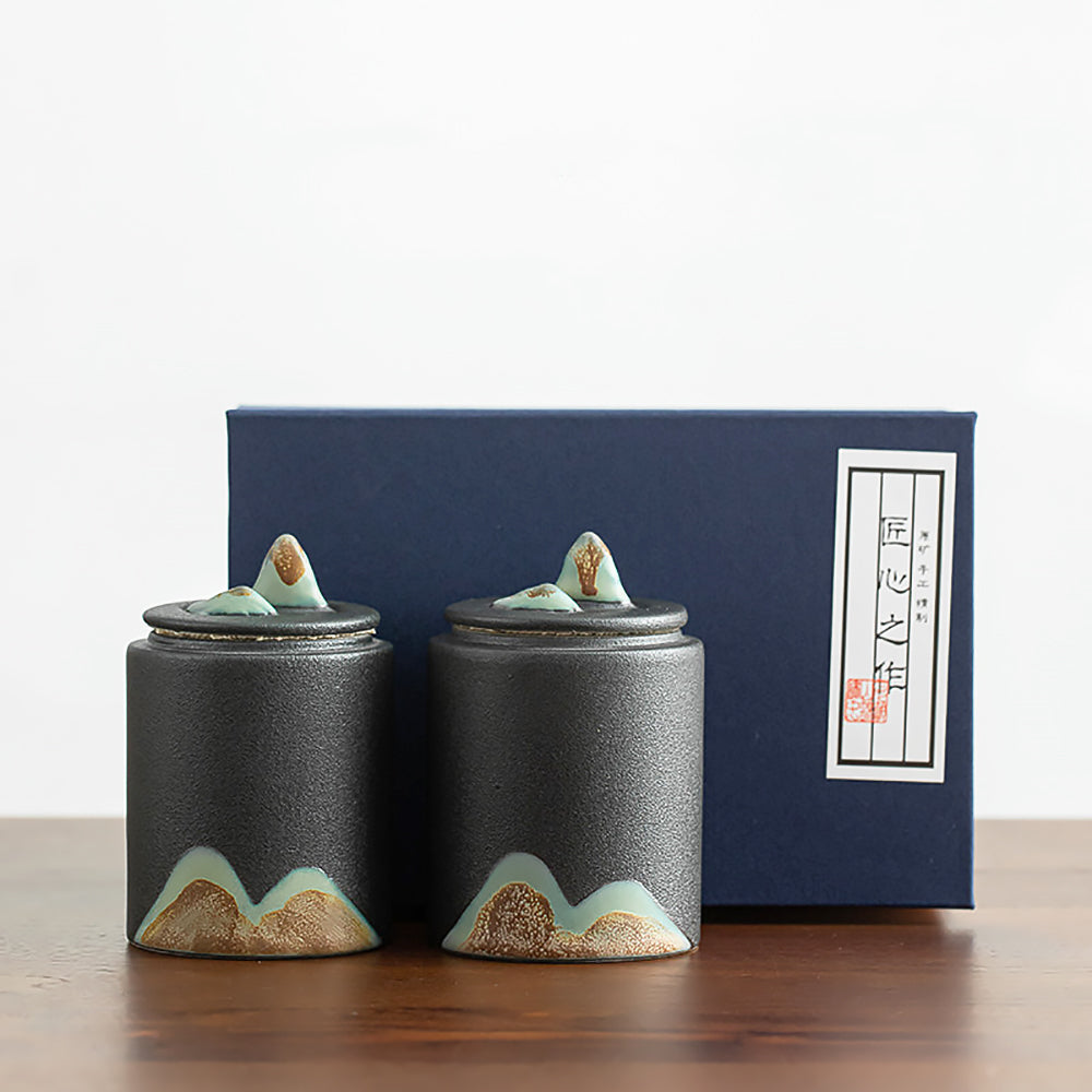 Chinese Ceramic Tea Storage Jar Black and White Pottery Sealed Jars-7