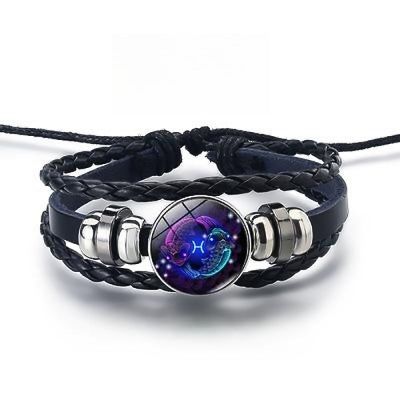 Luminous Zodiac Bracelet Adjustable Leather Constellation Gift-14
