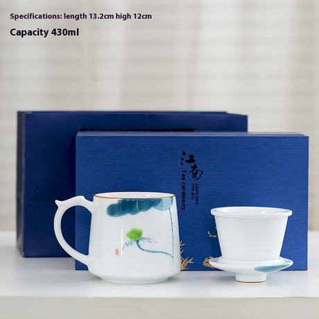 Weißes Porzellan Celadon Haushalt handgemaltem gefilterter Teetasse mit Deckel