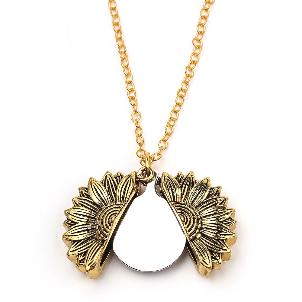 Personalized Engrave Name Date Sun Flower Necklace Fashion Custom Jewelry Gifts