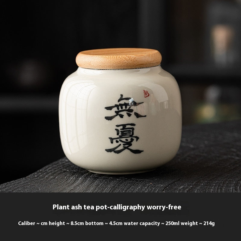 Chinesischer Kalligraphie Tee Pot Keramik Mini -Tee Caddy
