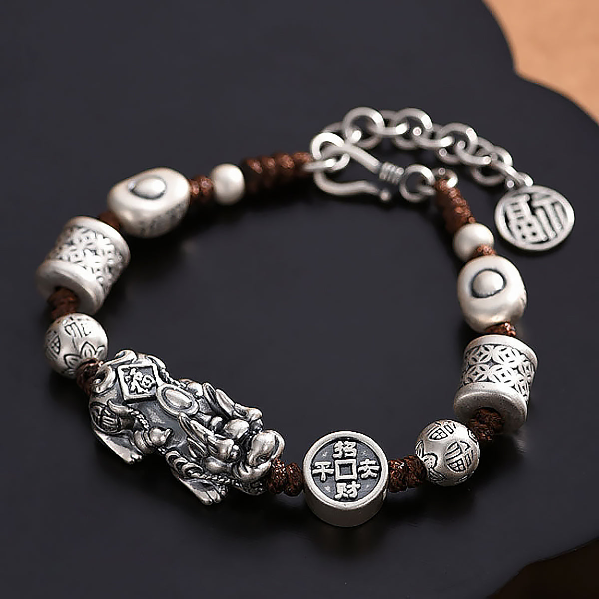 Sterling Silver Pi Xiu Bracelet Handcrafted for Wealth and Luck-2