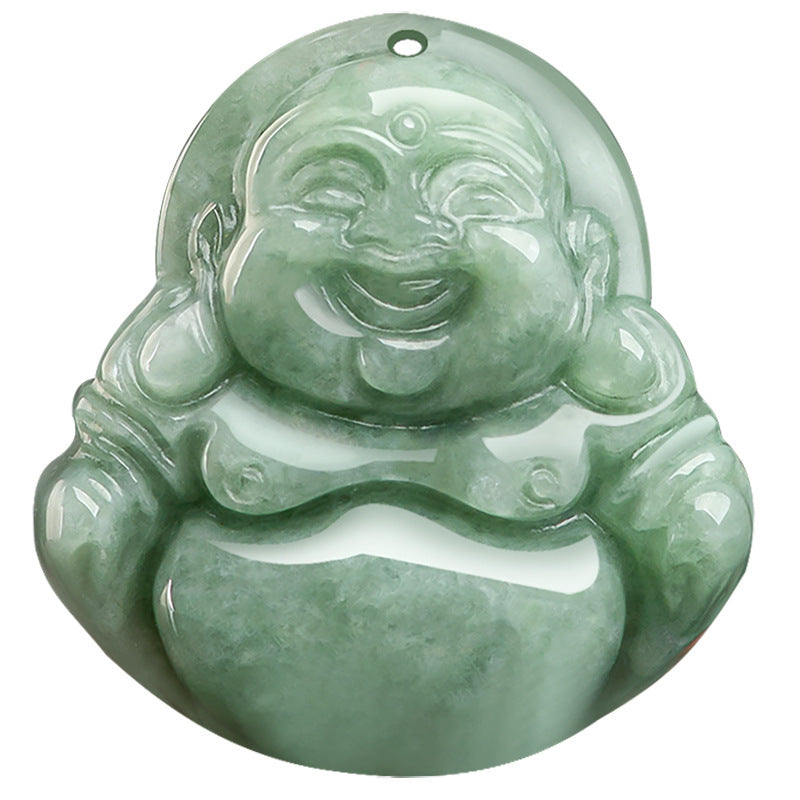 Natural Jadeite Bean Seed Buddha Jade Four Square Jade Pendant