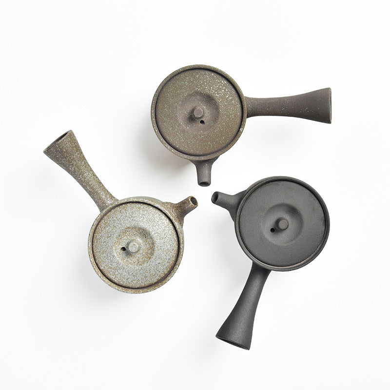 Steinzeug -Kiln gebackenen Seitengriff Teekanne praktische Reise Tee -Set Vintage -Teekanne