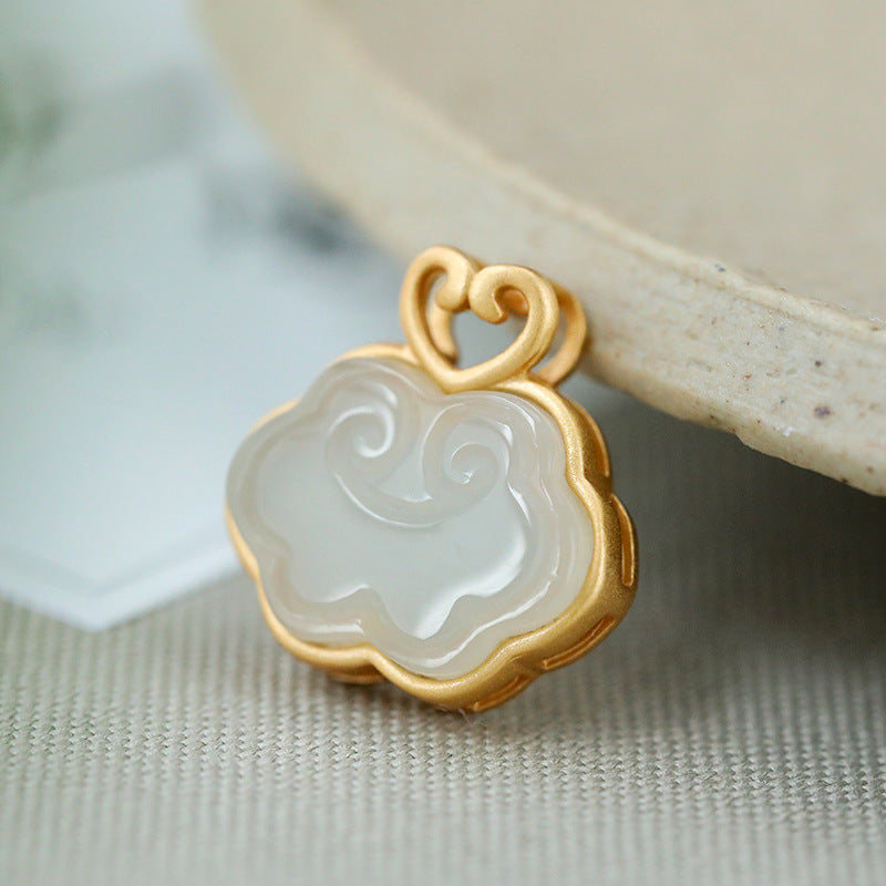 Natural Hetian White Jade Blue Jade Ruyi Retro Anhänger