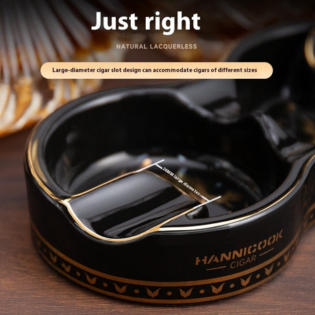 8-förmige Doppelrauch Groove Keramik tragbarer Retro-Zigarre-Aschenbecher