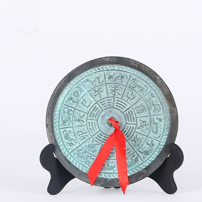 Antique Bagua brass mirror with flat Tai design