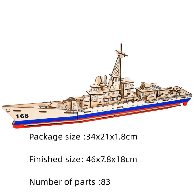 Wooden Model of Assembled Military Ship