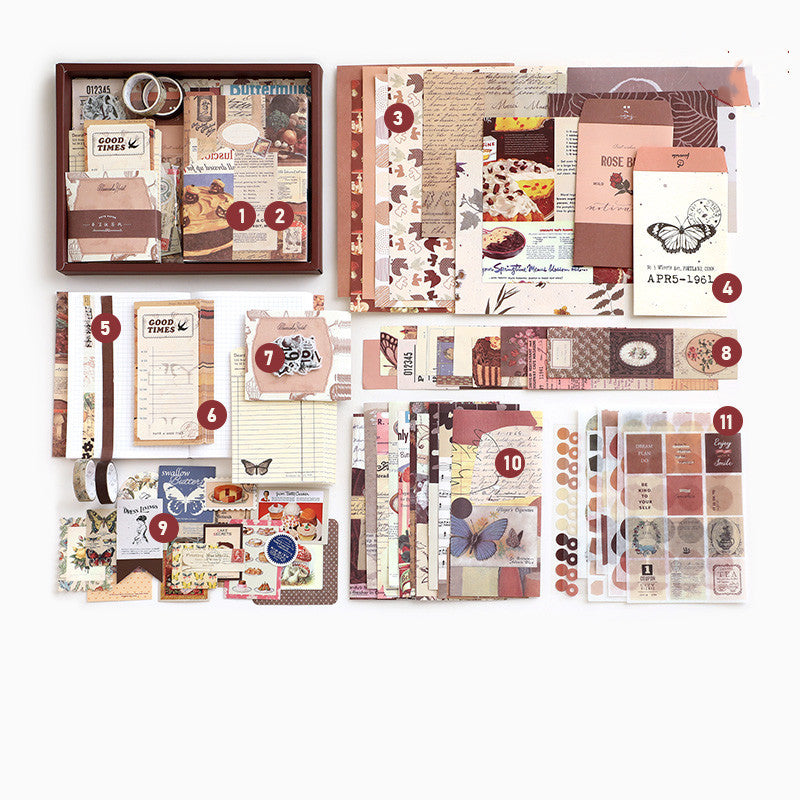 Retro-Geschenkbox 155-teilige Set Ins Geschenkbox Notebook Taper Sticker Set