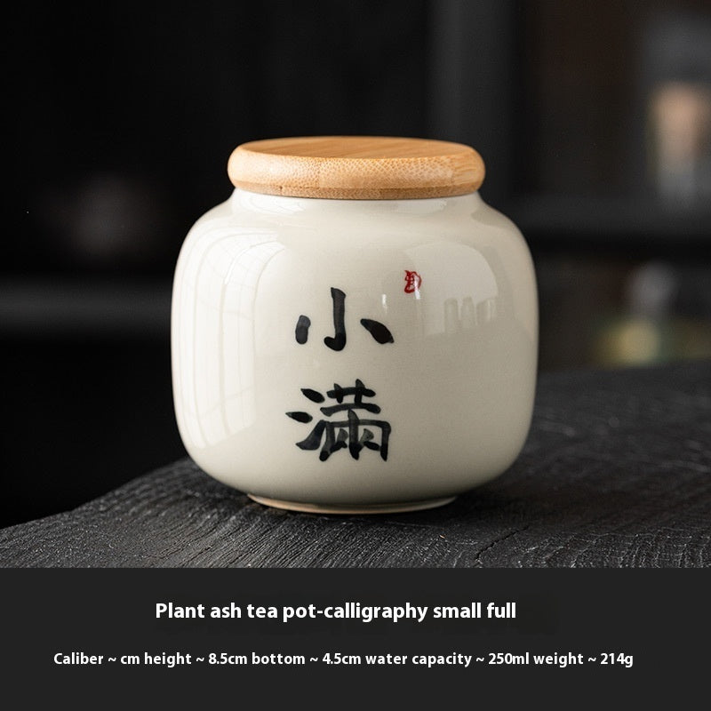 Chinesischer Kalligraphie Tee Pot Keramik Mini -Tee Caddy
