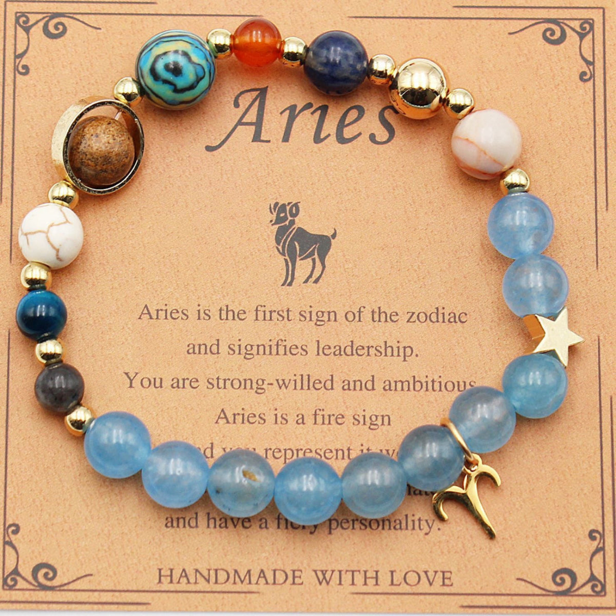 Zodiac Bracelet with Natural Agate & Shoushan Stone 12 Constellations-15