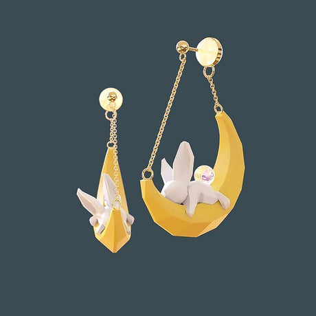 Moon Bunny Earrings 925 Silver Cute Earrings for Women-2