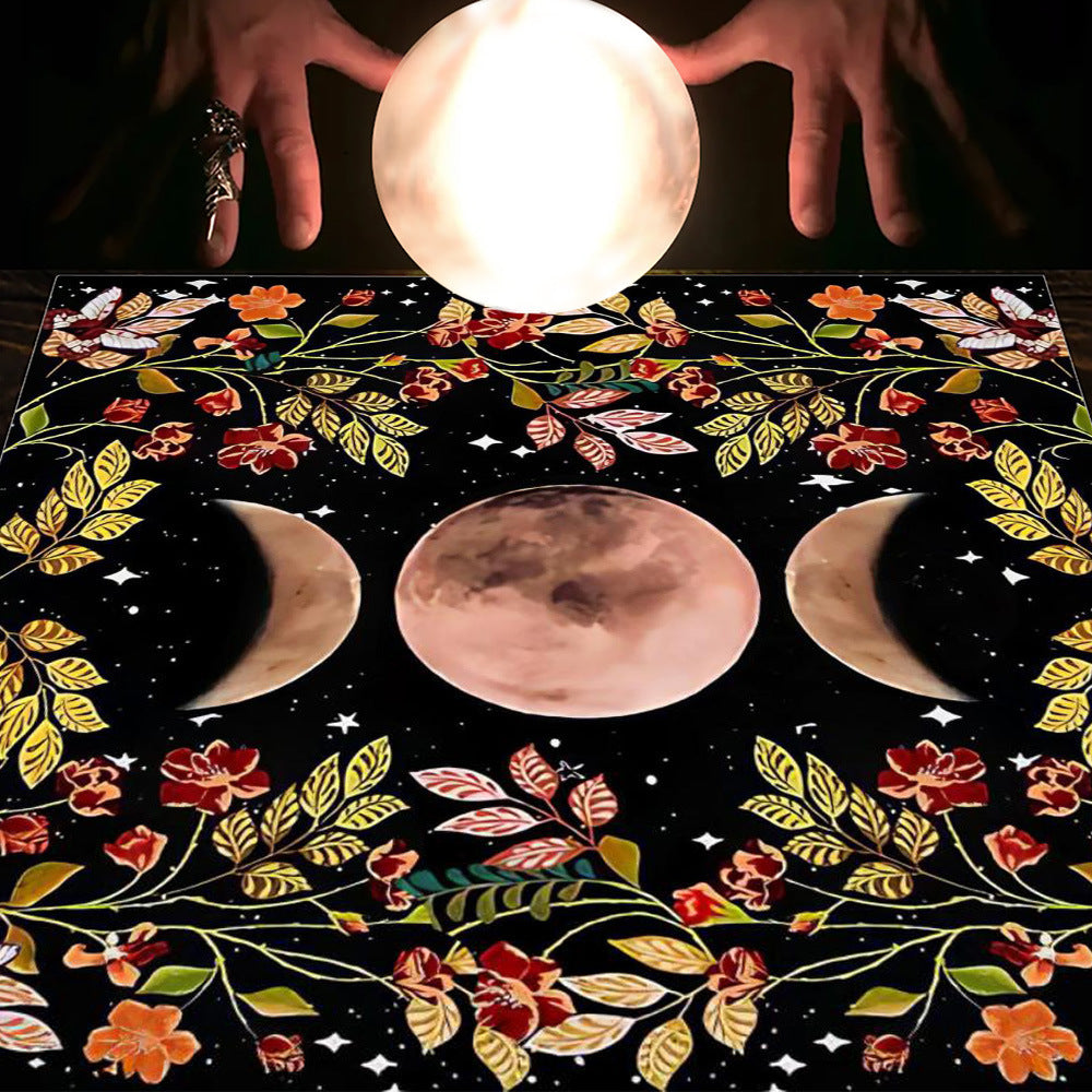 Tarot Table Cloth Moon Sun Lucky Tree Flannel Tablecloth-24