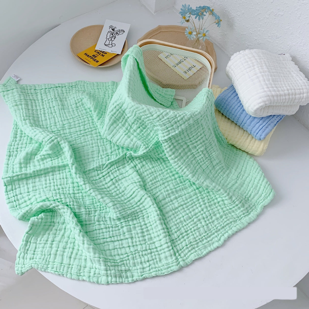 Plain Color All Cotton 6-layer Gauze Bubble Cotton Children's Quilts