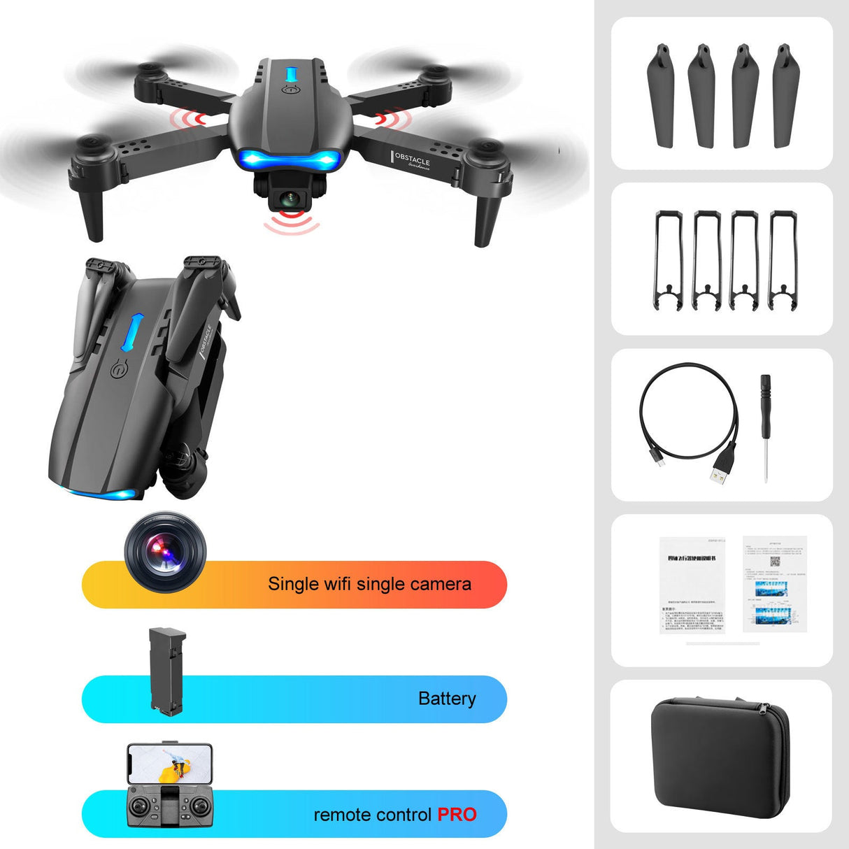 4K Drone Dual Camera Remote Control Three-sided Obstacle Avoidance