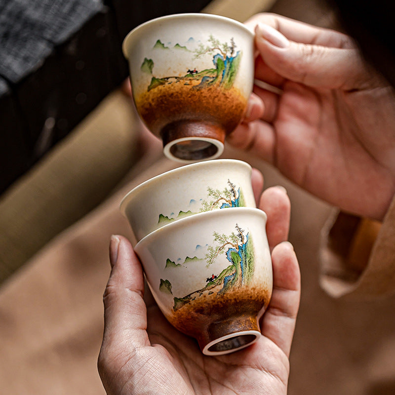 Retro Tea Tasse kreative Heimkeramik -Tee -Schüssel Teebecher