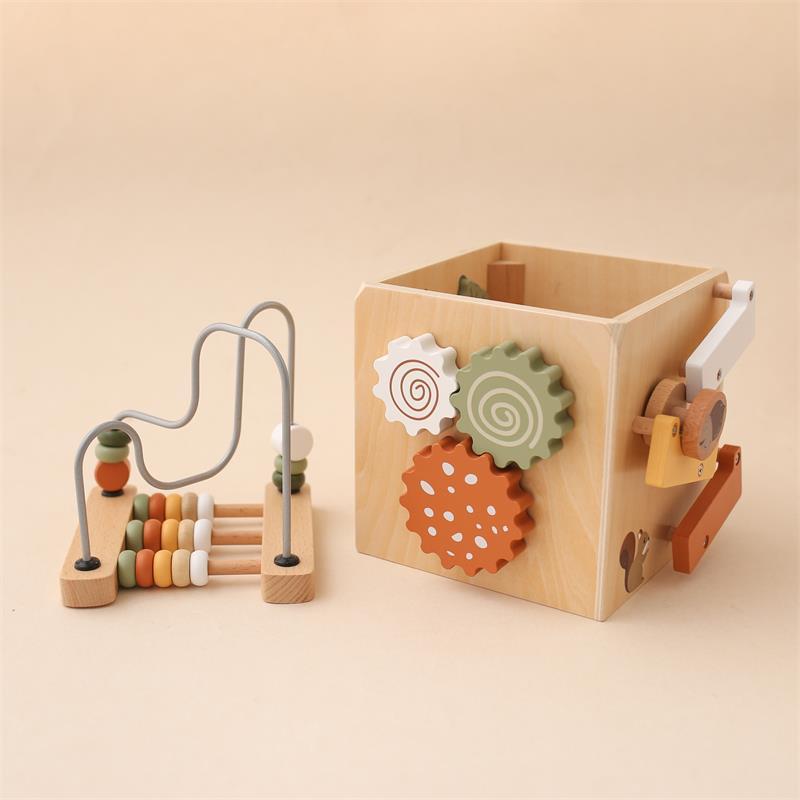 Bead-stringing Toys Shape Matching Five-in-one Toy Wooden Busy Box