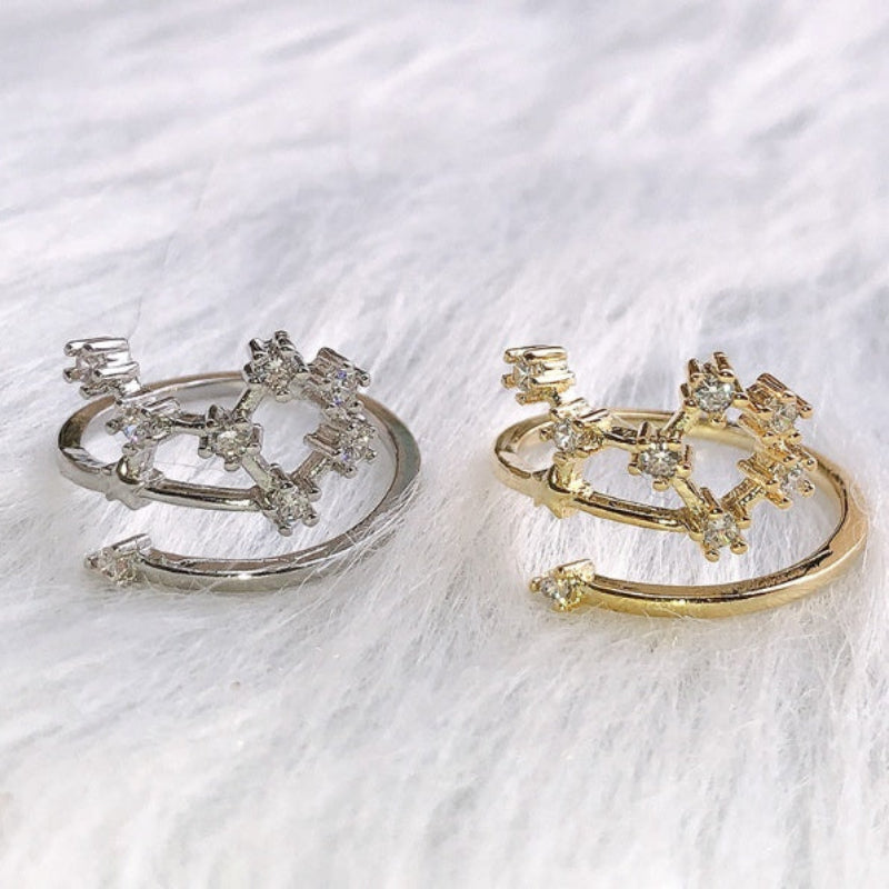 Zodiac Star Ring for Women – Adjustable Astrological Jewelry Gift