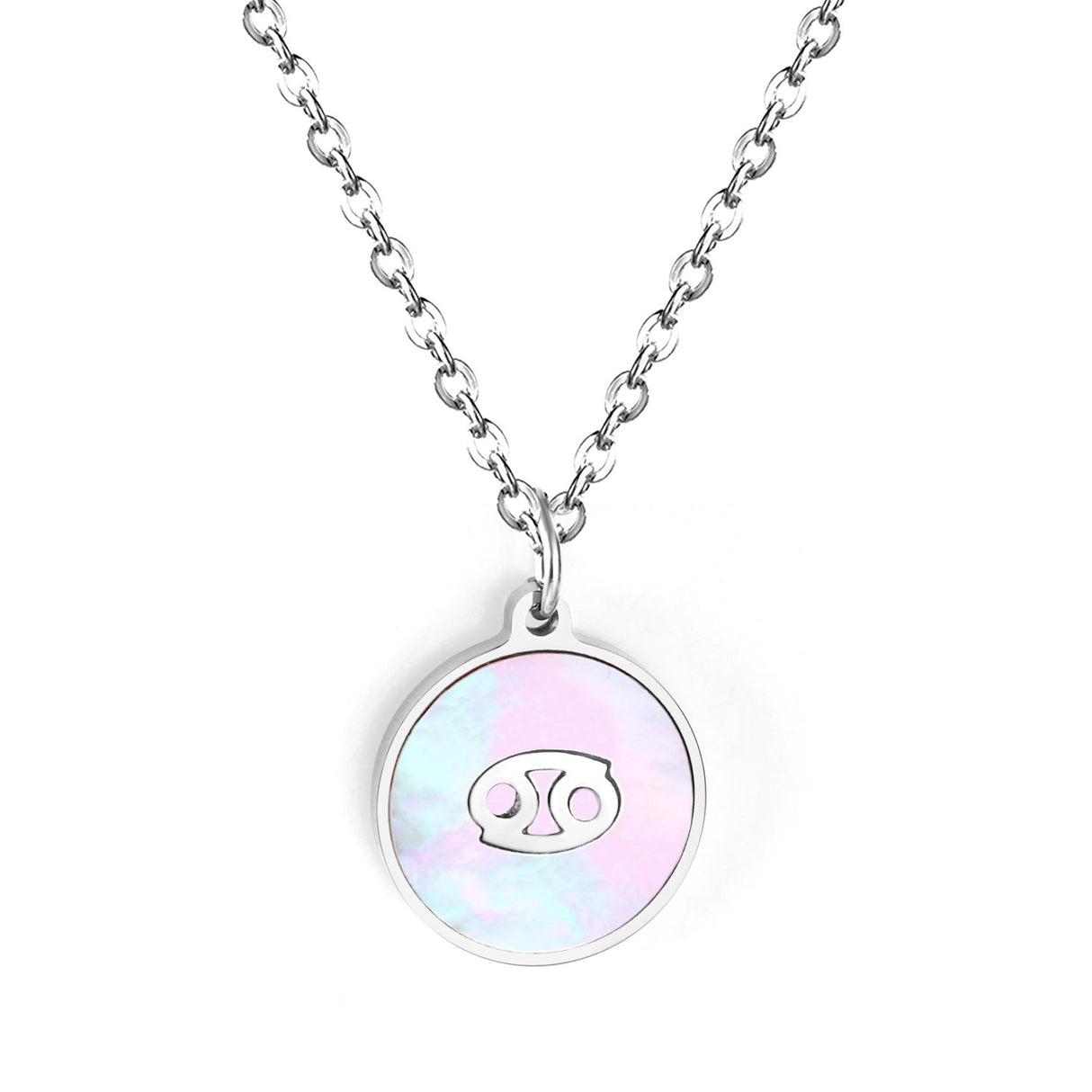 Minimalist White Shell Zodiac Necklace Adjustable Pendant-19