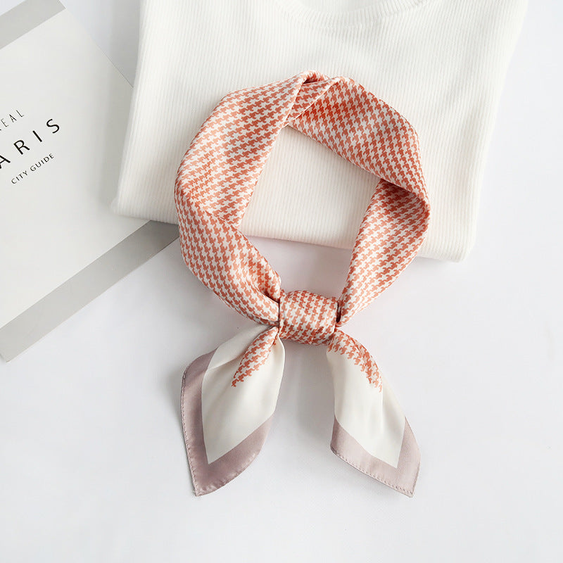 Houndstooth Print Silk Scarf