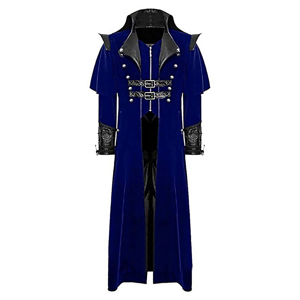 Halloween Vintage Patchwork Hooded Coat Slim Fit-5