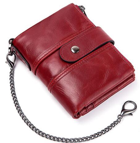 RFID blocking leather wallet with zipper and card slots