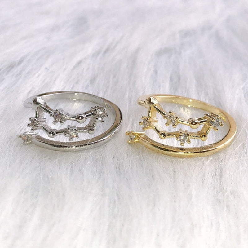 Zodiac Star Ring for Women – Adjustable Astrological Jewelry Gift