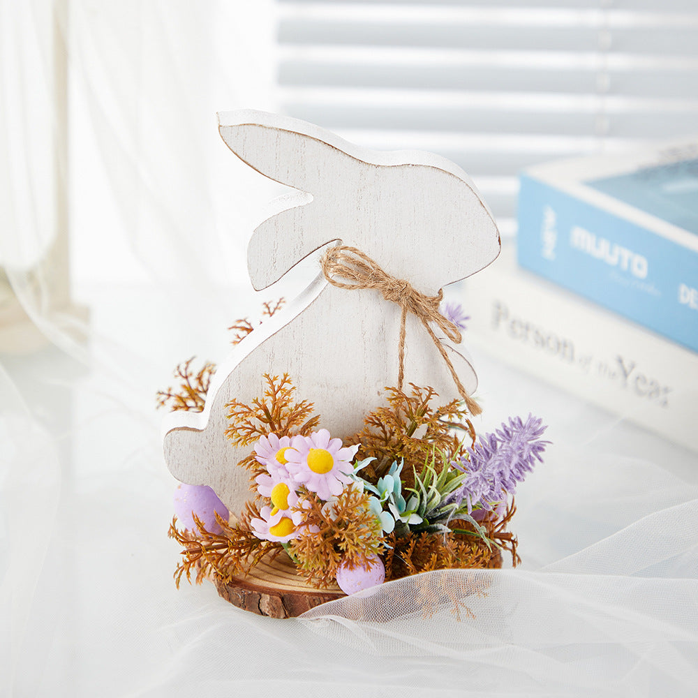 Osterdekoration, süße Cartoon-Kaninchen-Holzdekoration