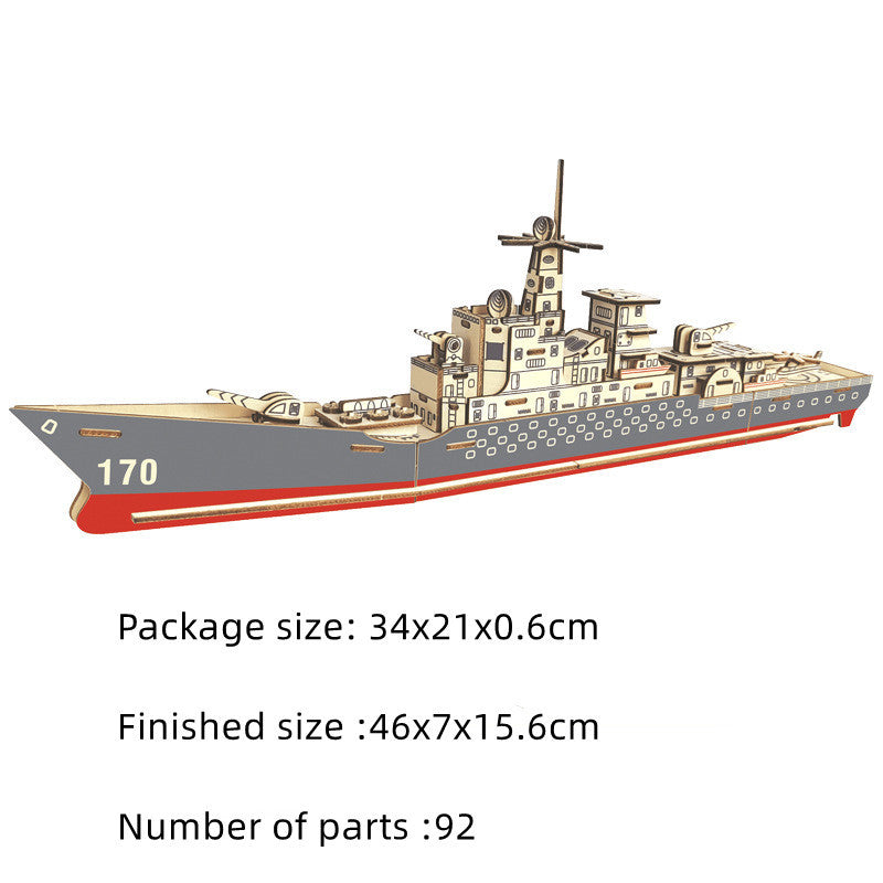 Wooden Model of Assembled Military Ship
