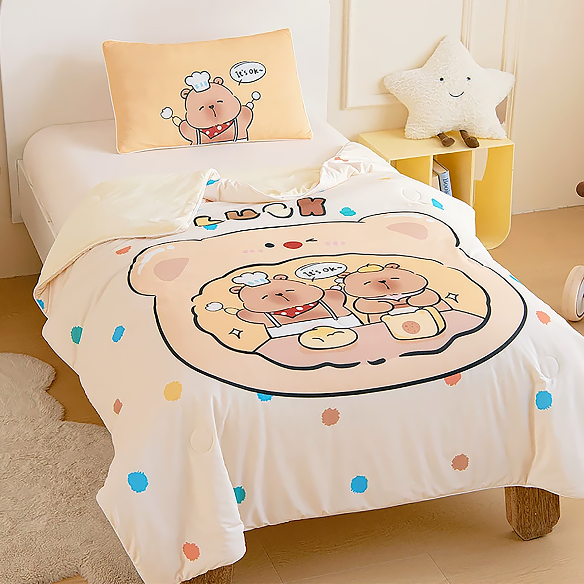 Cooling Cartoon Summer Quilt for Kids Ice Silk Blanket-1