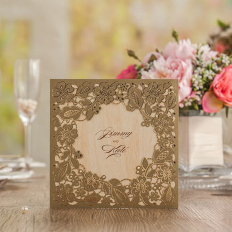 Personalized Custom Original Wood Color Square Invitation