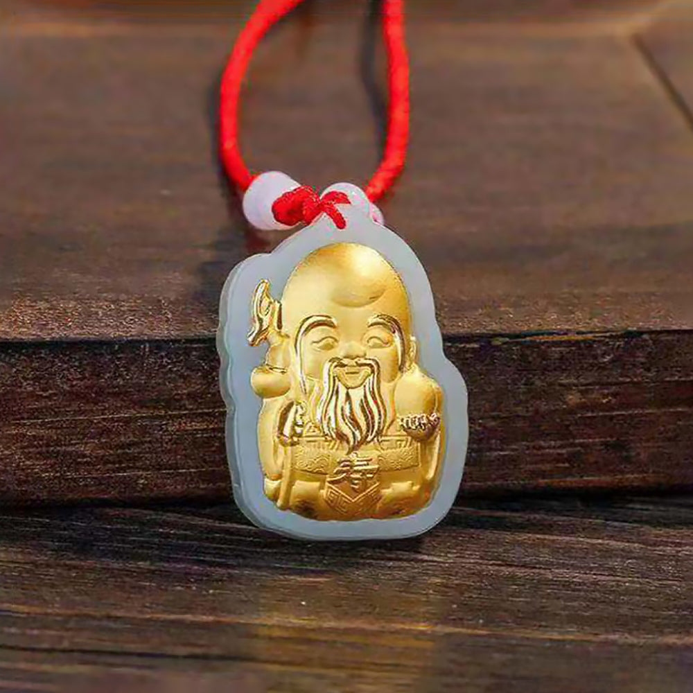 Hetian Jade Pure Gold Reichtum Anhänger