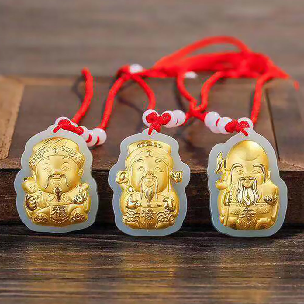 Hetian Jade Pure Gold Reichtum Anhänger