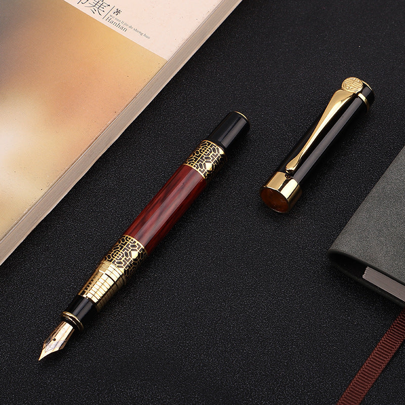 ImitationMahogany Metal Wood Grain Fountain Pen