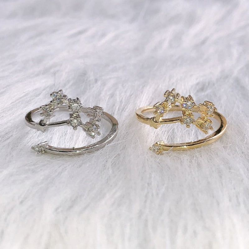 Zodiac Star Ring for Women – Adjustable Astrological Jewelry Gift