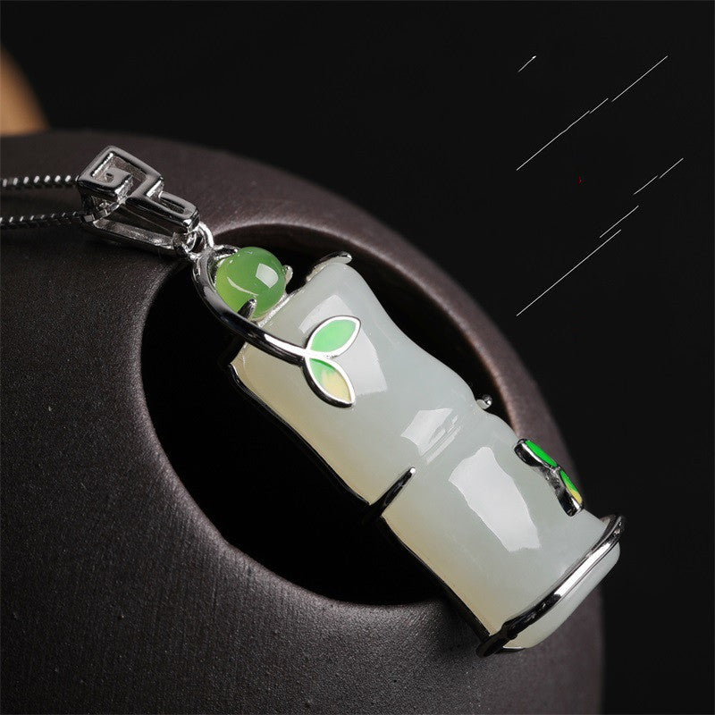 Sterling Silber Natural Hetian Jade Anhänger