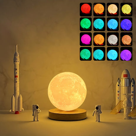 Kreative 3D magnetische rotierende Mondlampe 3 Farbe Lunar Nachtlicht Zimmer Dekor