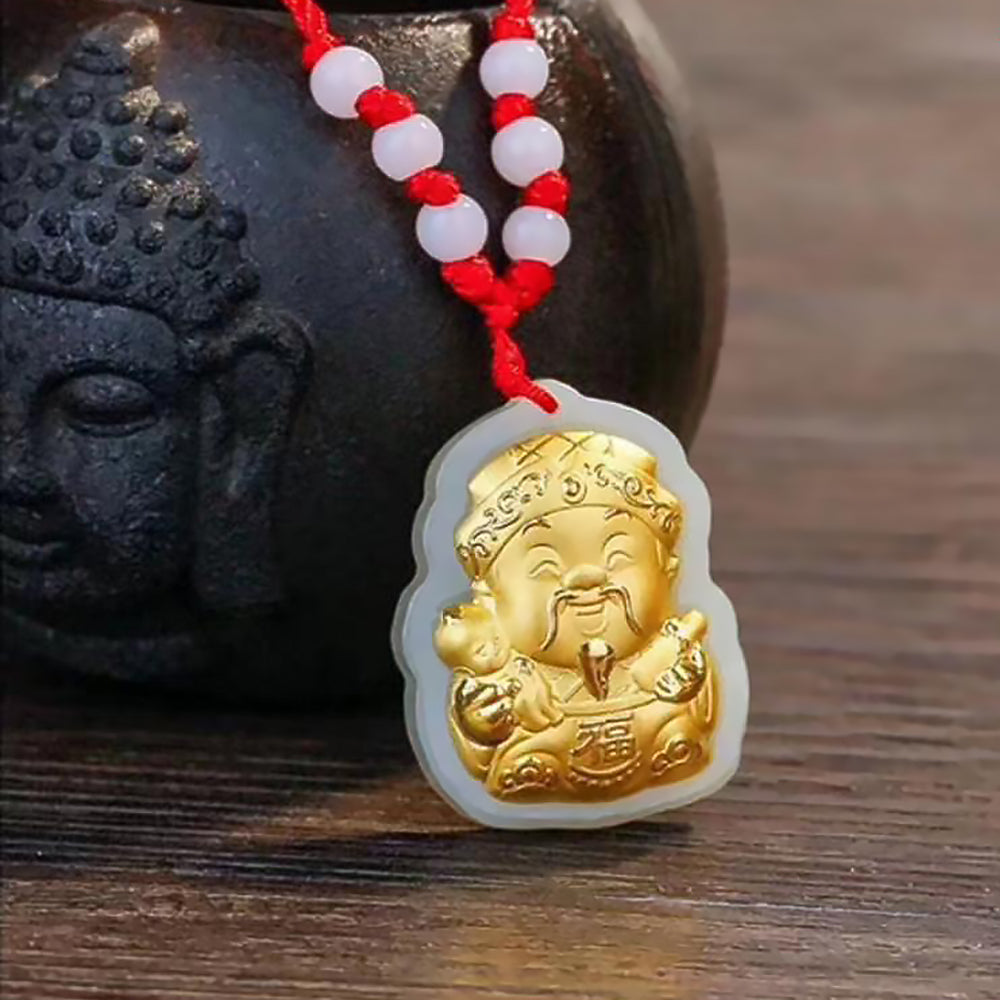 Hetian Jade Pure Gold Reichtum Anhänger