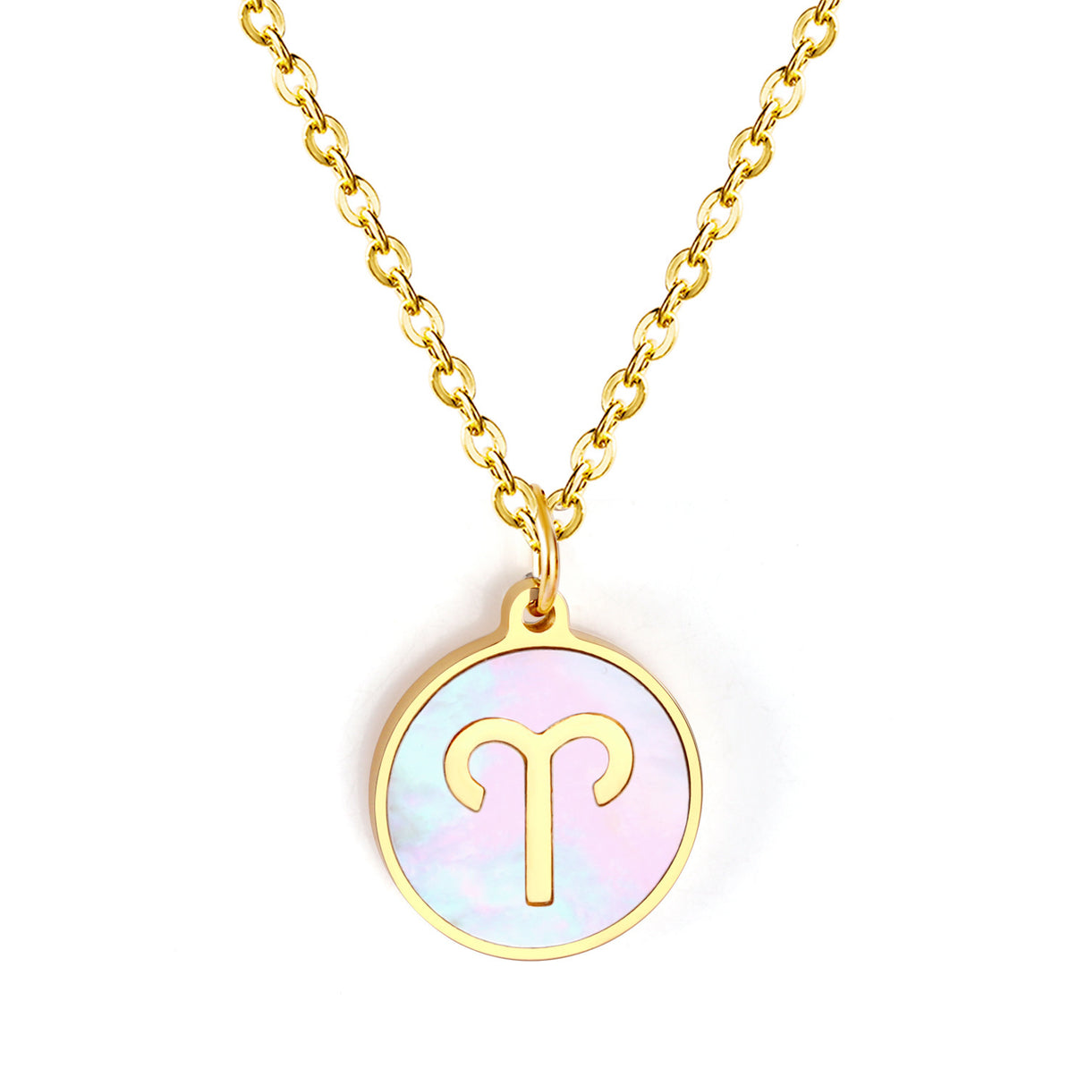 Minimalist White Shell Zodiac Necklace Adjustable Pendant-14