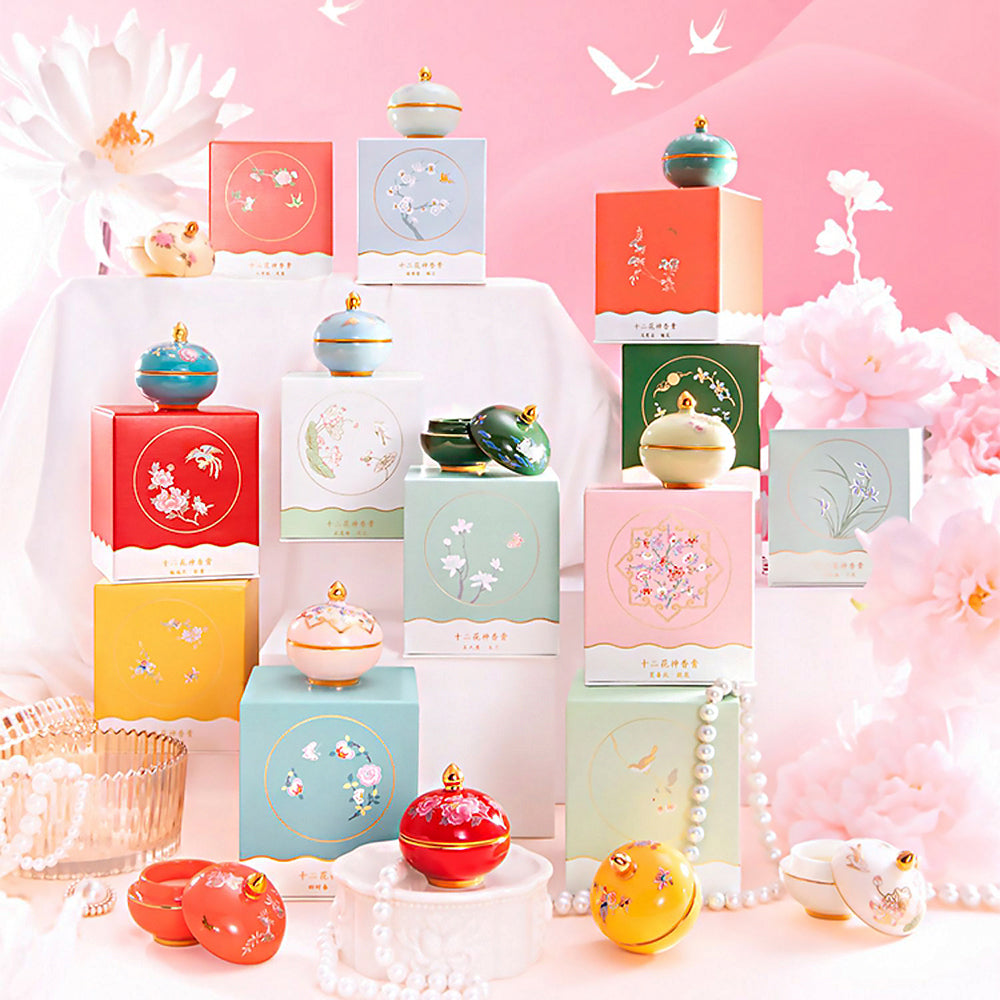 Twelve Flower Gods Solid Perfume Chinese Floral Balm Gift-14