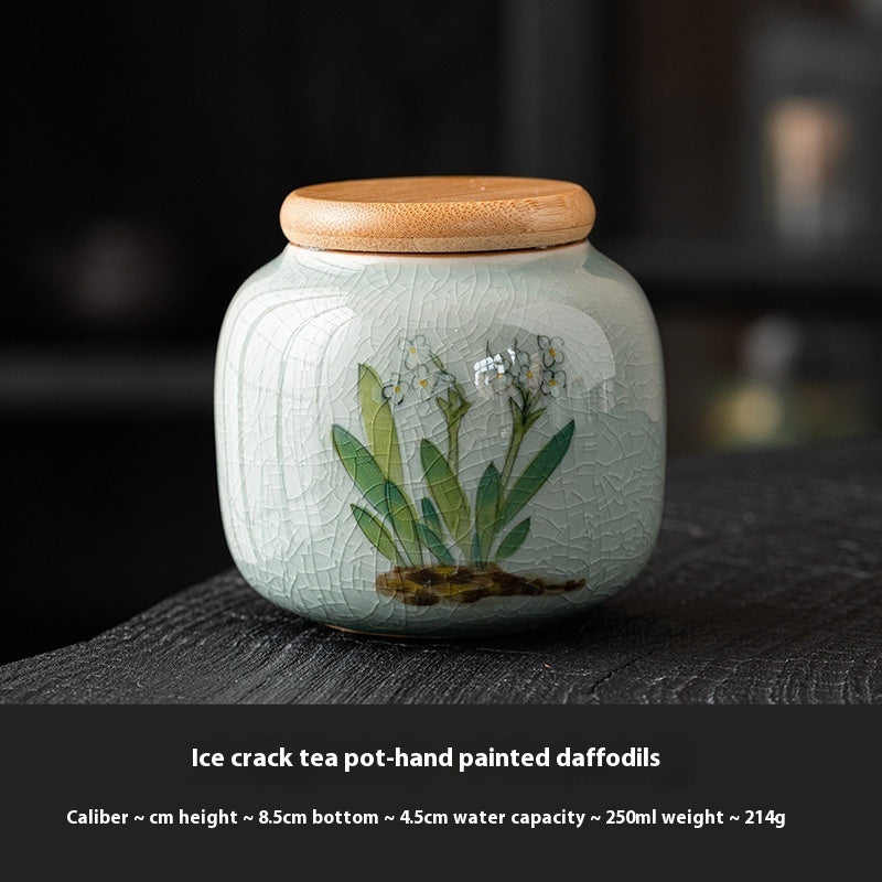 Chinesischer Kalligraphie Tee Pot Keramik Mini -Tee Caddy